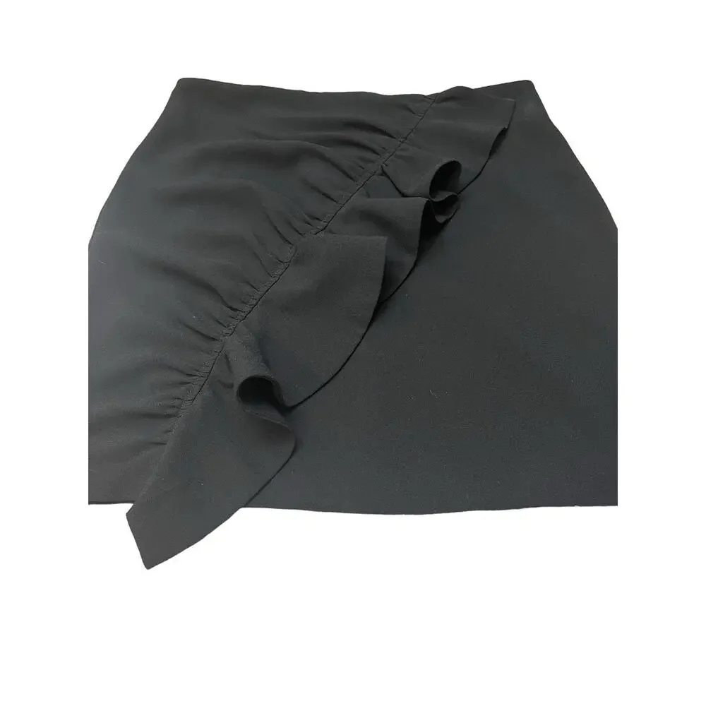 Karina Grimaldi XS Black Lined Mini Skirt w/ Ruffle 100% Polyester